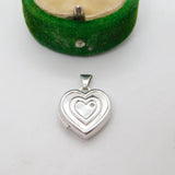 9ct White Gold Small Diamond Heart Locket Pendant Vintage c1990