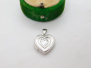 9ct White Gold Small Diamond Heart Locket Pendant Vintage c1990