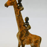 19th Century Cold Painted Vienna Bronze Children Climbing Giraffe Figurine c1860