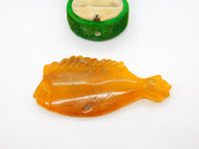 Novelty Carved Butterscotch Amber Marine Fish Keepsake Antique c1920 Art Deco