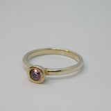 Sterling Silver Pink Topaz Solitaire Stacking Band Ring Vintage c1970 Size L
