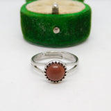 Sterling Silver Goldstone Set Signet Ring Vintage c1970 Size O 1/2 UK