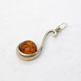 Sterling Silver Amber Drop Charm Pendant Vintage c1970s