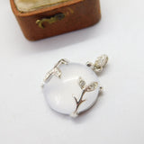 Sterling Silver Cabochon Moonstone Drop Charm Pendant Vintage c1970