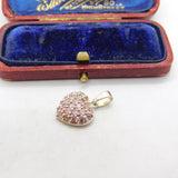 Sterling Silver Diamond Paste Heart Drop Charm Pendant Vintage c1970