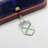 Sterling Silver and Enamel Plymouth Travel Shield Charm Pendant Vintage c1970