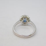 18ct White Gold Plated Sapphire Paste & Spinel Engagement Ring Vintage c1990