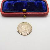 Sterling Silver Queen Victoria Six Pence Coin Charm Pendant Antique 1887