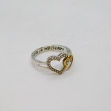 Sterling Silver CZ & Gilt 'Always In My Heart' Ring Modern c2000 Size K 1/2