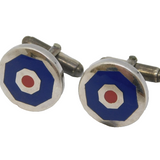 Pair of Sterling Silver & Enamel Spitfire Target Gents Cufflinks Vintage c1980