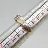 Sterling Silver 6 Amethyst & White Topaz Dress Ring Vintage c1970 Size P 1/2
