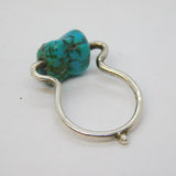 Taxco Style Sterling Silver & Spinning Turquoise Dress Ring Antique c1970s