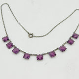 Sterling Silver Purple Paste Dress Necklace Antique c1920 Art Deco
