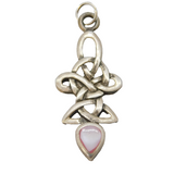 Sterling Silver Mother of Pearl Celtic Drop Charm Pendant Vintage c1970s