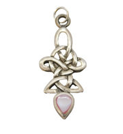 Sterling Silver Mother of Pearl Celtic Drop Charm Pendant Vintage c1970s