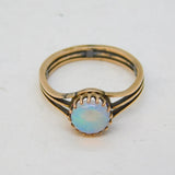 20th Century 9ct Rose Gold & Opal Set Solitaire Ring Antique c1930s