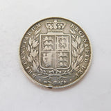 Queen Victoria .925 Silver Half Crown Coin Antique 1849 Fine Condition