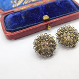Pair of Sterling Silver Dutch Button Style Clip-On Earrings Vintage c1970
