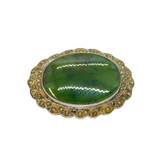 Sterling Silver Moss Agate & Marcasite Oval Art Deco Brooch Pin Antique c1930