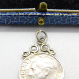 Sterling Silver USA Roosevelt Dime Coin Charm Pendant Antique 1946 WWII-Era