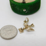 Sterling Silver Dove with Letter Charm Pendant Vintage c1970