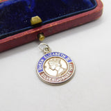 Sterling Silver & Enamel Silver Jubilee Charm Pendant Vintage c1970