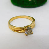Gold Plated & Spinel Set Solitaire Dress Ring Vintage c2000