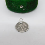 Victorian Sterling Silver 1 1/2 Pence Coin Charm Pendant Antique 1860
