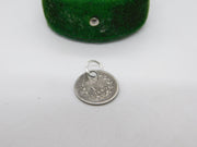 Victorian Sterling Silver 1 1/2 Pence Coin Charm Pendant Antique 1860