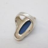 Large Sterling Silver Azure Stone Statement Ring Vintage c1970s