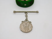 King George IV Silver Plated Three Pence Coin Drop Brooch Antique 1937