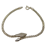 Sterling Silver Snake Serpent Form Chain Bracelet Vintage c1980s