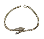 Sterling Silver Snake Serpent Form Chain Bracelet Vintage c1980s
