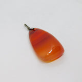 Sterling Silver Red Banded Agate Drop Charm Pendant Vintage c1970