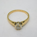 9ct Yellow Gold & 0.33ct Brilliant Cut Diamond Solitaire Ring Vintage London