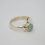 Sterling Silver Pale Blue Natural Stone Dress Ring Vintage c1970 Size Q 1/2