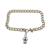 Sterling Silver Curb Link Bracelet with Topaz Knot Charm Vintage c1970s