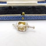 Sterling Silver Traditional Oil Lamp with Pearl Charm Pendant Vintage c1970