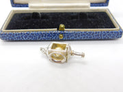 Sterling Silver Traditional Oil Lamp with Pearl Charm Pendant Vintage c1970