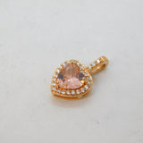 Sterling Silver Gilt Pink Topaz & White Topaz Heart Charm Pendant Vintage c1970s