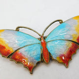 Sterling Silver & Colourful Enamel Butterfly Brooch Pin Antique c1940 Art Deco