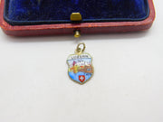 Sterling Silver and Enamel Luzern Travel Shield Charm Pendant Vintage c1970