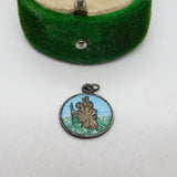 Sterling Silver Enamel St Christopher Charm Pendant Vintage c1970