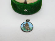 Sterling Silver Enamel St Christopher Charm Pendant Vintage c1970