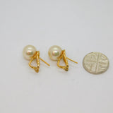 Pair of Gold On Sterling Silver Pearl Clip & Post Stud Earrings Modern c1990