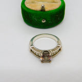 Sterling Silver Gemstone Set Baguette Cut Ring Vintage c1970 Size P UK