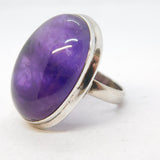 Large Sterling Silver & Cabochon Cut Amethyst Statement Ring Vintage Birmingham
