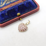 Sterling Silver Diamond Paste Heart Drop Charm Pendant Vintage c1970