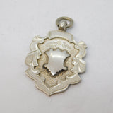Sterling Silver Watch Chain Fob Medal Antique 1939 Chester Art Deco