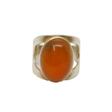 Sterling Silver Cabochon Carnelian Open Back Studio Ring Vintage 1972 Size M